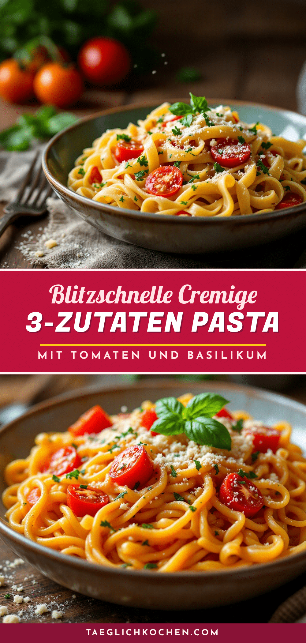 3-Zutaten-Pasta mit Tomaten und Basilikum recipe