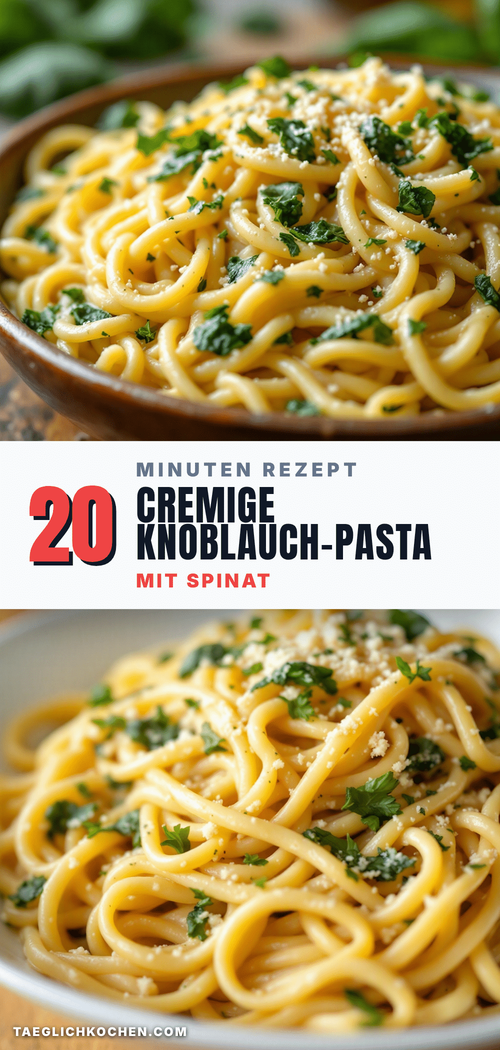 cremige knoblauch-pasta mit spinat recipe