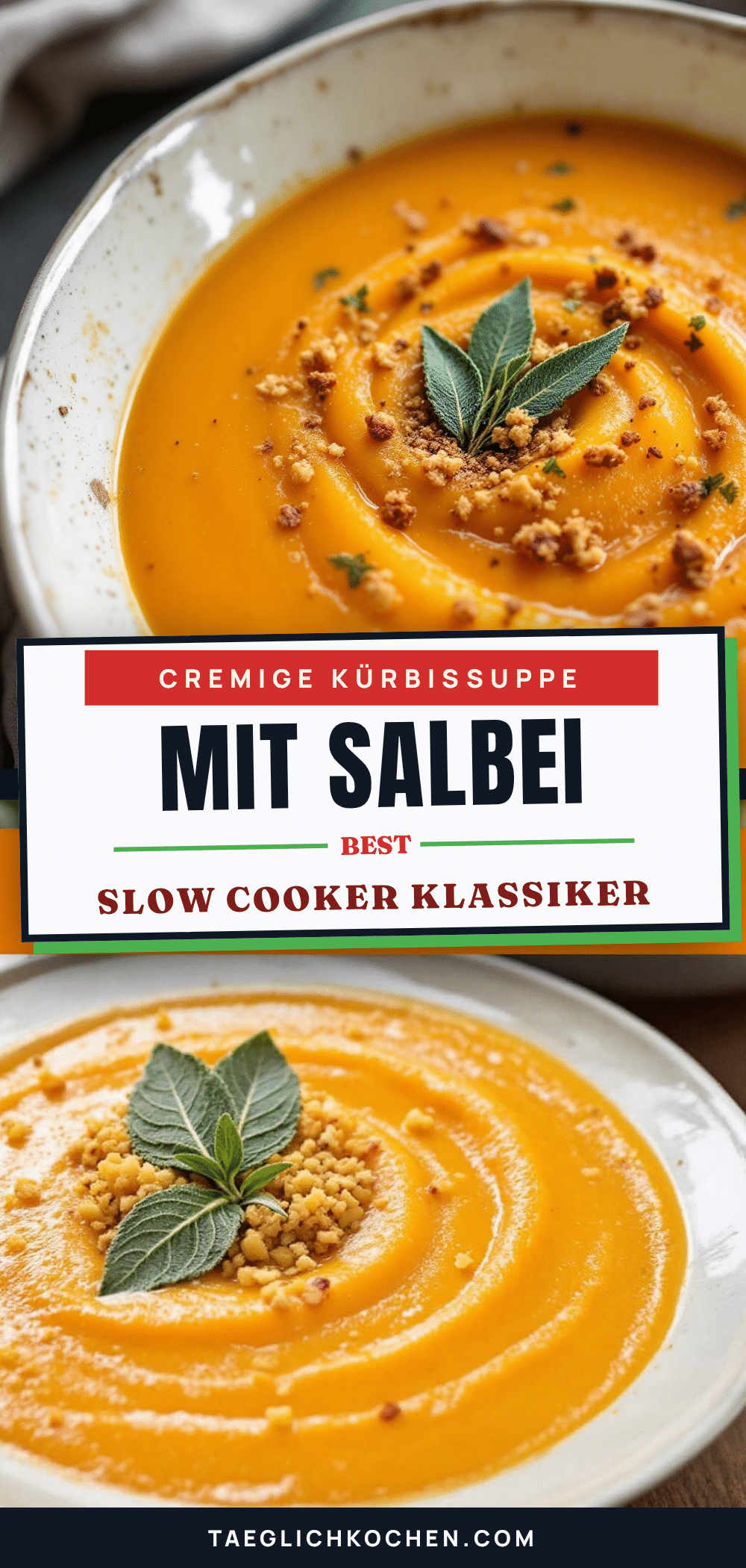 Cremige Kürbissuppe mit Salbei Slow Cooker recipe