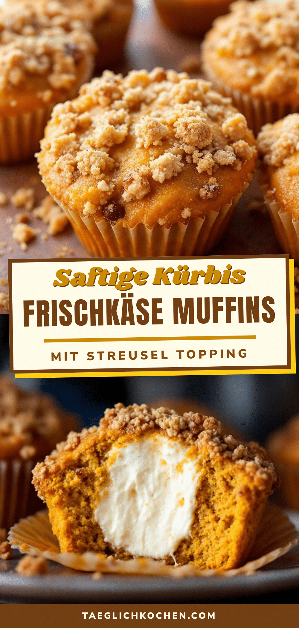 Kürbis-Frischkäse Muffins mit Streuseln recipe