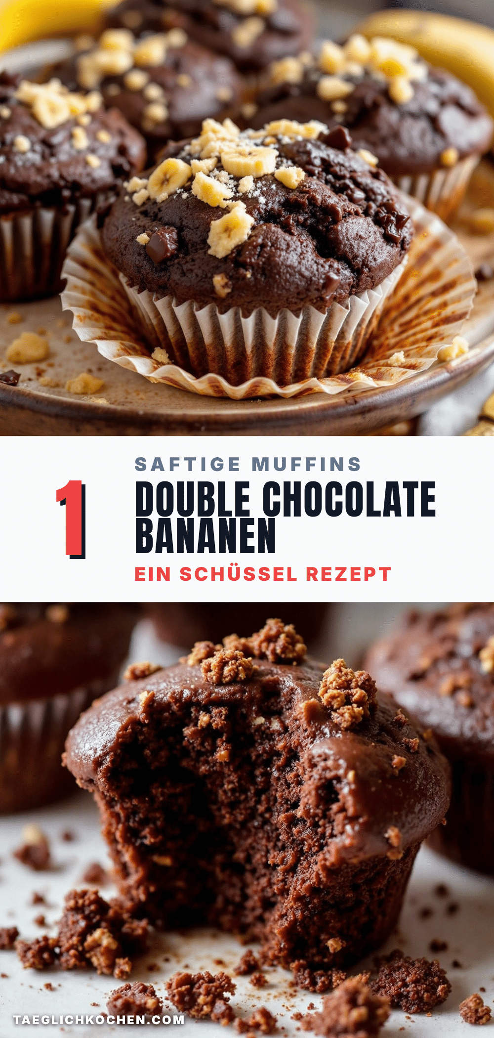 Saftige Double Chocolate Bananenmuffins recipe