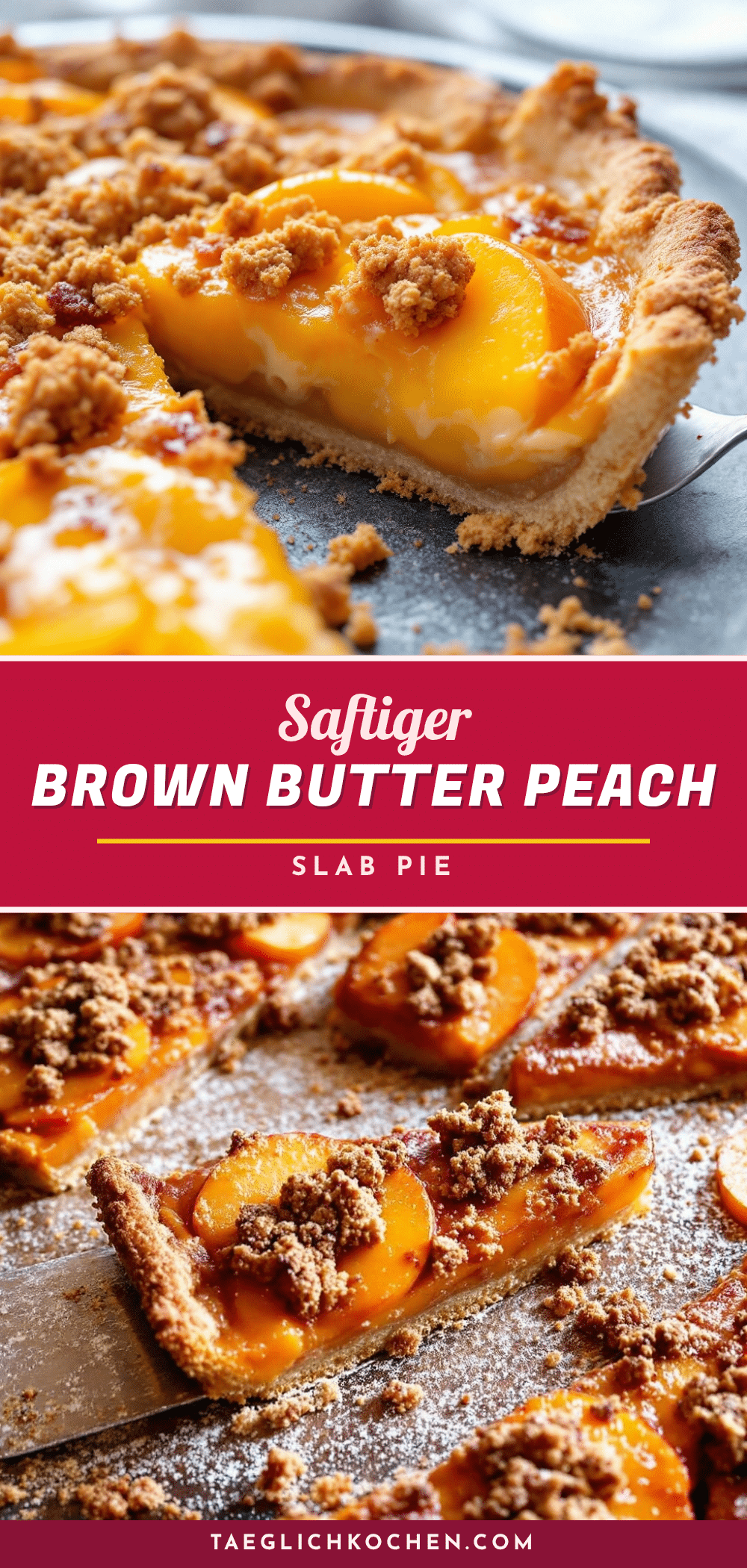 Saftiger Brown Butter Peach Slab Pie recipe