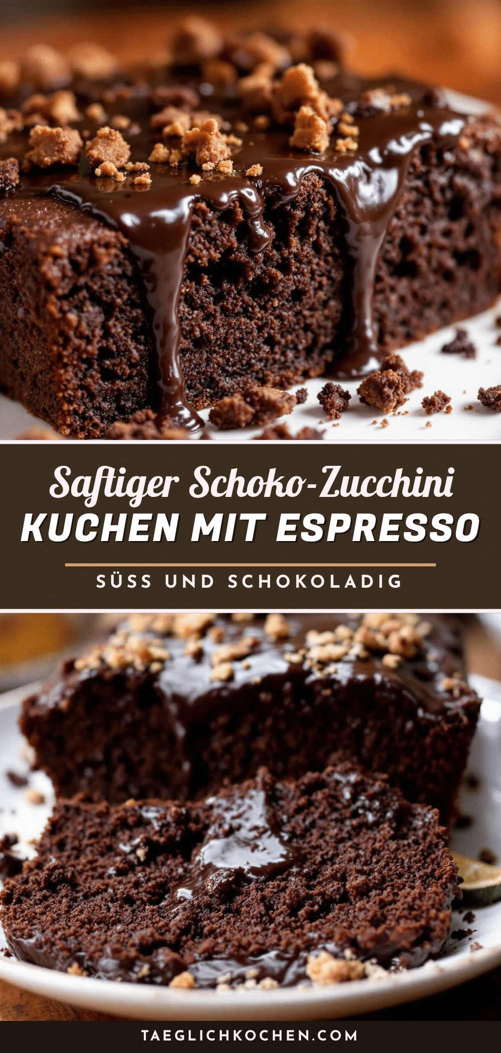 Saftiger Schoko-Zucchinikuchen mit Espresso-Glasur recipe