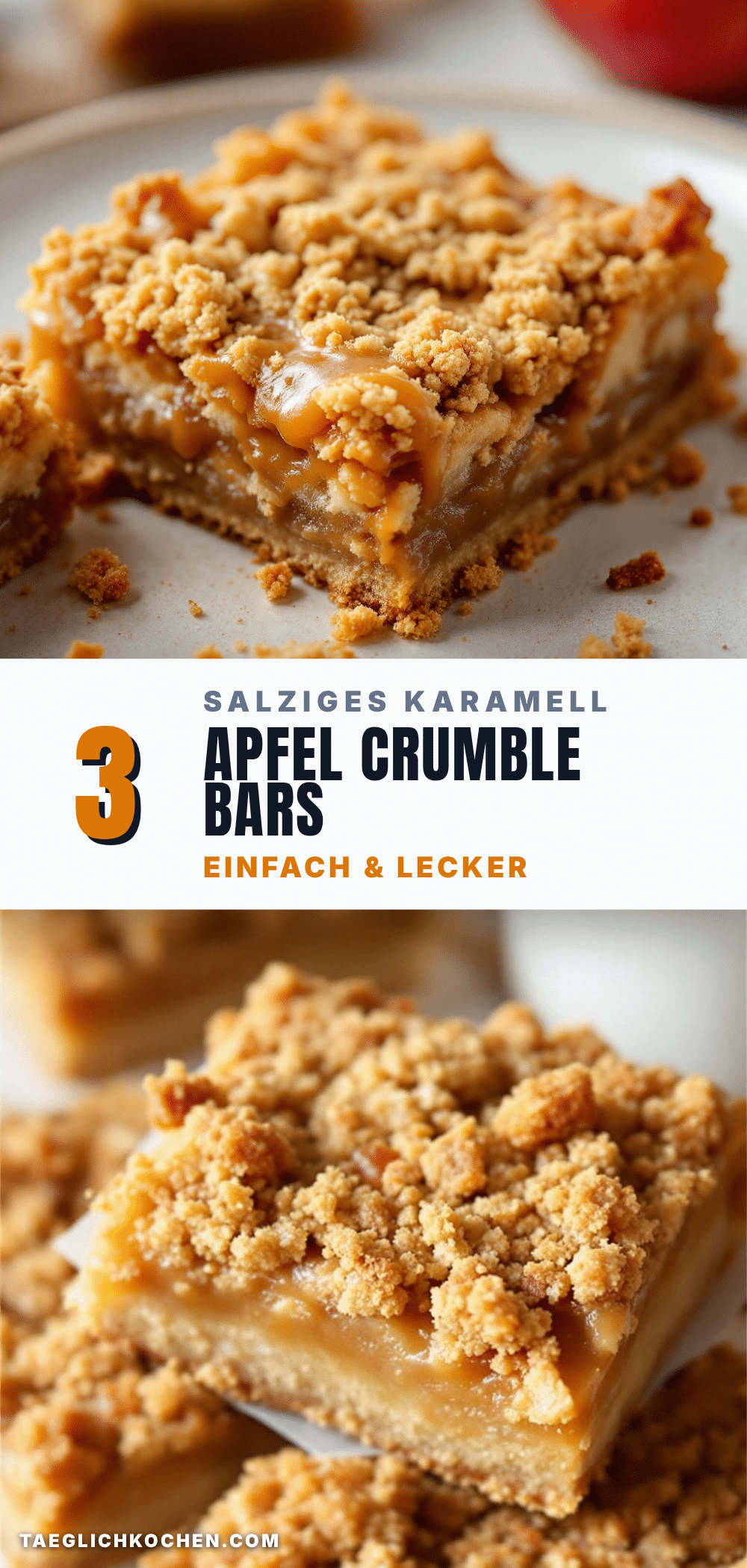 Salted Caramel Apfel Crumble Bars recipe