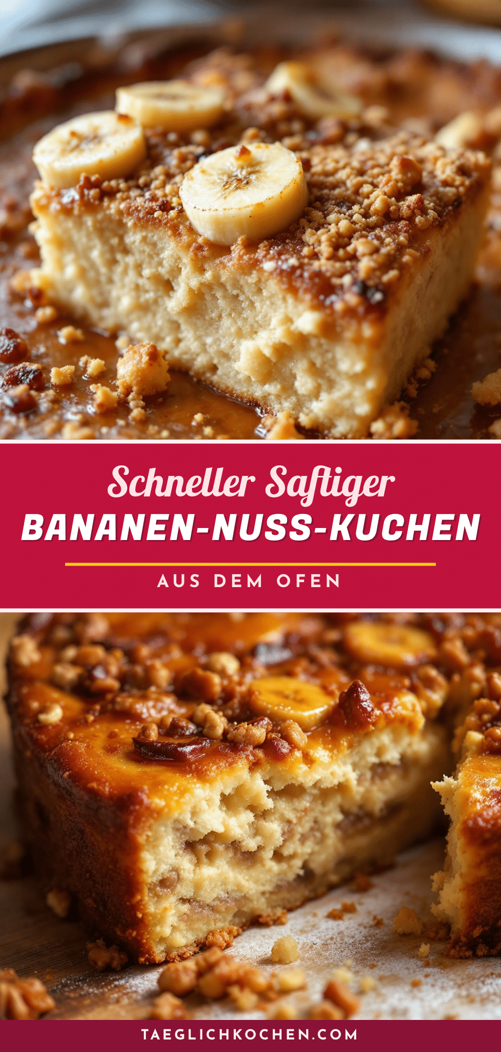 schneller saftiger Bananen-Nuss-Kuchen recipe